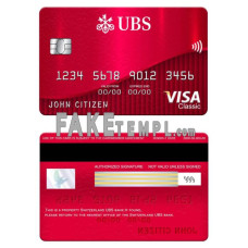 Switzerland UBS bank fake visa classic card photoshop template PSD