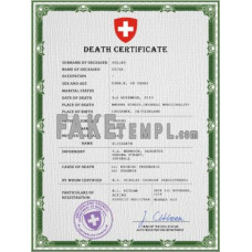 Switzerland fake death certificate photoshop template PSD 