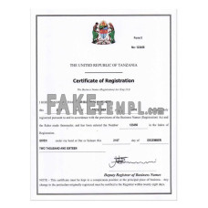 Tanzania business registration certificate PSD template