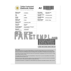 Turkey fake electronic travel visa photoshop template PSD