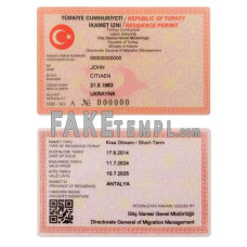 Turkey fake residence permit card photoshop template PSD