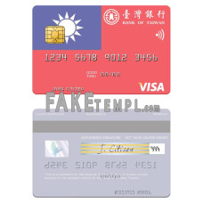 Taiwan Bank of Taiwan fake visa debit card photoshop template PSD