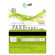 Tajikistan Alif Bank fake visa electron card photoshop template PSD