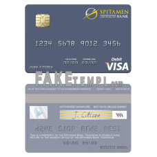 Tajikistan Spitamen Bank fake visa debit card photoshop template PSD