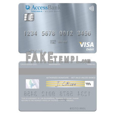 Tanzania AccessBank fake visa debit card photoshop template PSD