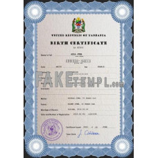 Tanzania fake birth certificate photoshop template PSD 