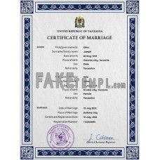 Tanzania fake marriage certificate photoshop template PSD 