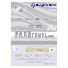 Thailand Bangkok Bank fake visa debit card photoshop template PSD