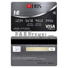 Thailand DBS bank fake visa platinum card photoshop template PSD