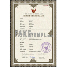 Thailand vital record fake birth certificate Word and PDF template