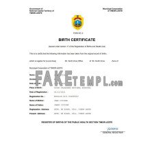 Timor-Leste fake birth certificate Word and PDF template