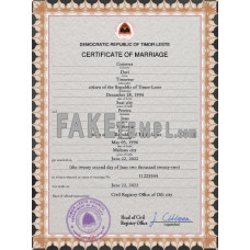 Timor-Leste fake marriage certificate photoshop template PSD 