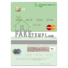 Togo Financial Bank fake mastercard photoshop template PSD