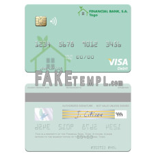 Togo Financial Bank fake visa debit card photoshop template PSD