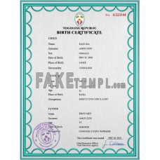 Togo fake birth certificate photoshop template PSD 