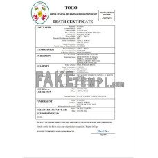 Togo vital record fake death certificate Word and PDF template