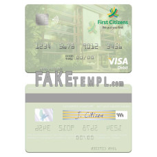 Trinidad and Tobago First Citizes Bank fake visa debit card photoshop template PSD