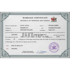 Trinidad and Tobago fake marriage certificate photoshop template PSD 