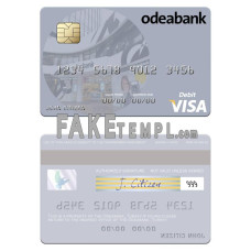 Turkey Odeabank fake visa debit card photoshop template PSD