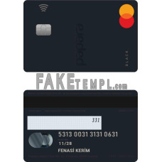 Turkey Papara fake mastercard photoshop template PSD