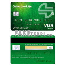 Turkey Sekerbank fake visa electron card photoshop template PSD