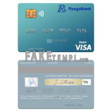 Turkmenistan Rysgal JSCB fake visa debit card photoshop template PSD