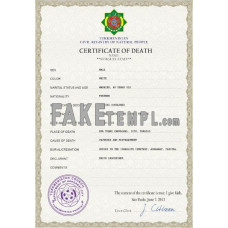 Turkmenistan fake death certificate photoshop template PSD 