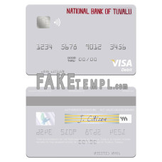 Tuvalu National Bank of Tuvalu fake visa debit card photoshop template PSD