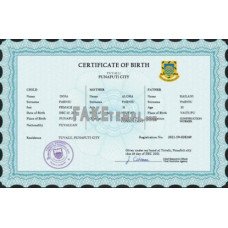 Tuvalu fake vital record birth certificate photoshop template PSD 