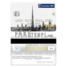 UAE Dubai Emirates NBD bank fake visa classic card photoshop template PSD