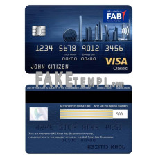 UAE First Abu Dhabi Bank fake visa classic card photoshop template PSD