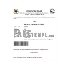 Uganda electronic fake entry visa photoshop template PSD