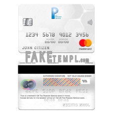 United Kingdom The Pension Service bank fake mastercard photoshop template PSD