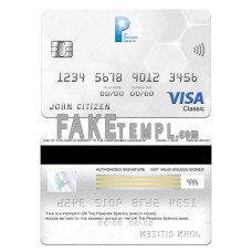 United Kingdom The Pension Service bank fake visa classic card photoshop template PSD