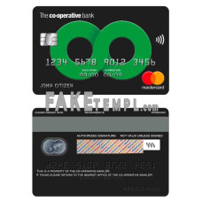 United Kingdom The Co-operative bank fake mastercard credit card photoshop template PSD