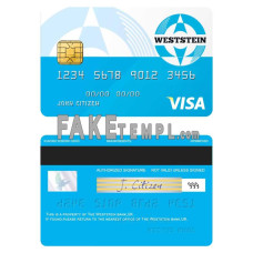 United Kingdom WestStein bank fake visa credit card photoshop template PSD