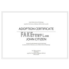 USA fake  Adoption Certificate template in Word and PDF format