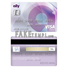 USA Ally bank fake visa classic card photoshop template PSD