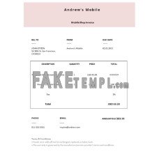 USA Andrew’s Mobile fake Invoice Word and PDF template