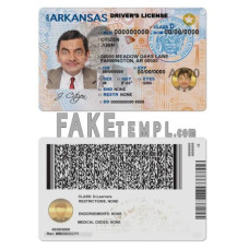 USA Arkansas fake driving license photoshop template PSD