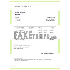 USA Azarea Travel Services fake Invoice Word and PDF template