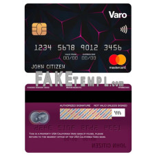 USA California Varo bank fake mastercard photoshop template PSD