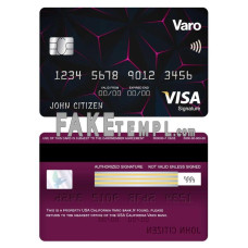 USA California Varo bank fake visa signature card photoshop template PSD