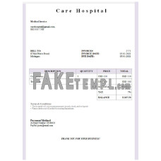 USA Care Hospital fake Invoice Word and PDF template