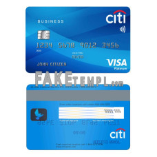 USA Citibank fake visa platinum card photoshop template PSD