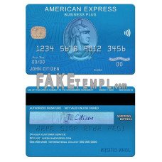 USA Citizens bank fake amex blue business plus card photoshop template PSD