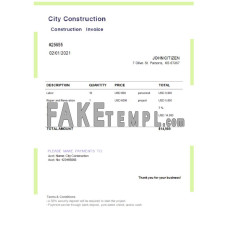 USA City Construction fake Invoice Word and PDF template