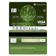 USA Commerce bank fake visa classic card photoshop template PSD