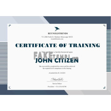 USA fake Company Training Certificate template in Word and PDF format