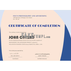 USA fake Completion Certificate template in Word and PDF format